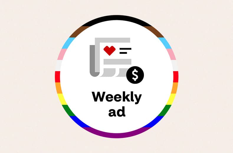 Pictogram of weekly circular and dollar sign
