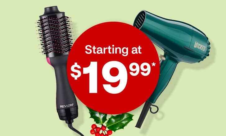 Starting at $19.99, Revlon Power Volume styling brush and Conair Wicked hair blowdryer