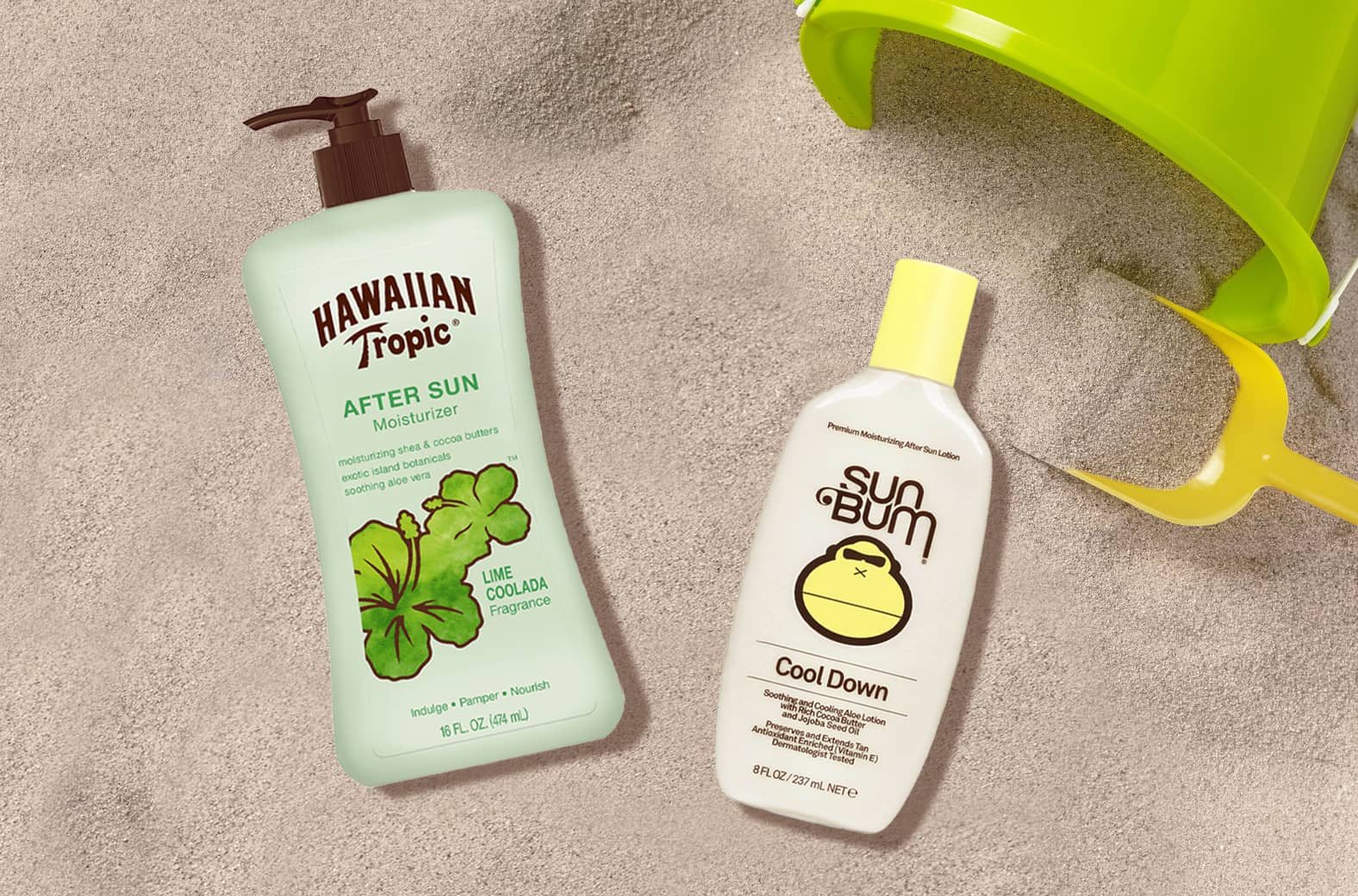 Hawaiian Tropic and SunBum after-sun care products
