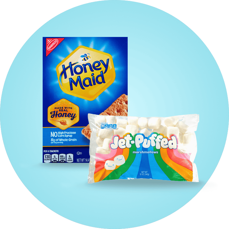 Honey Maid graham crackers and Jet-Puffed marshmallows
