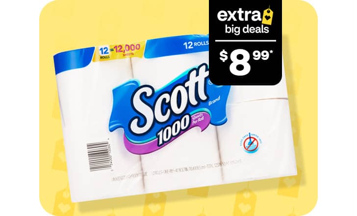 $8.99, a package of Scott 1000 bathroom tissue