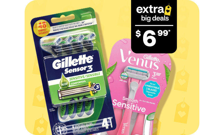 Extra Big Deals $6.99. Gillette Sensor 3 and Gillette Venus razors