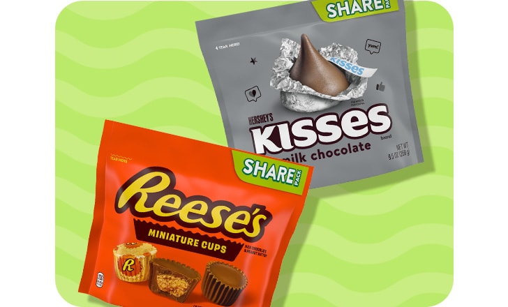 Reese's Miniature cups and Hershey's Chocolate Kisses