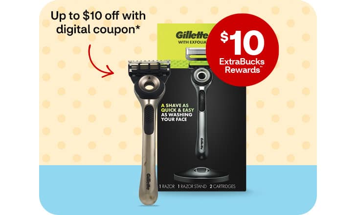 Up to $10 off with digital coupon, $10 ExtraBucks Rewards. Gillette razor