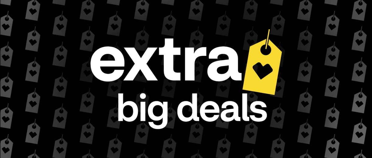 Grandes ofertas adicionales y una etiqueta amarilla con un corazón de CVS.