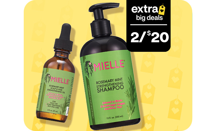 Extra Big Deals. 2 for $20. Mielle Rosemary  Mint Strengthening Shampoo and Mielle Rosemary Mint Scalp and Hair Strengthening Oil