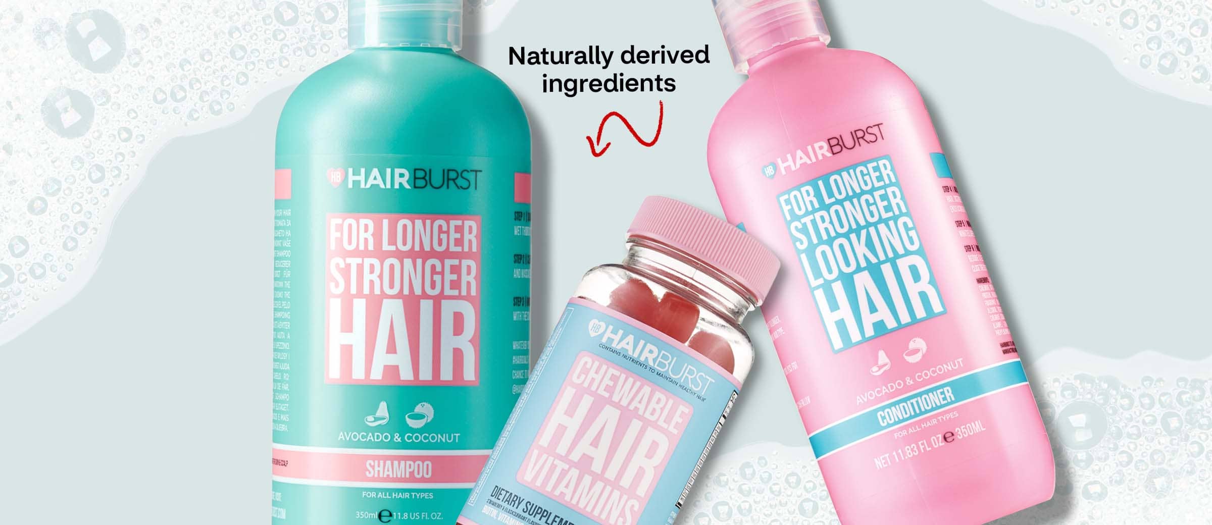 Naturally derived ingredients, Hairburst® hair regrowth products