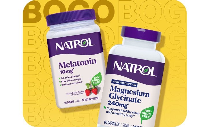Buy 1, get 1 50% off. Natrol Melatonin and Magnesium Glycinate..