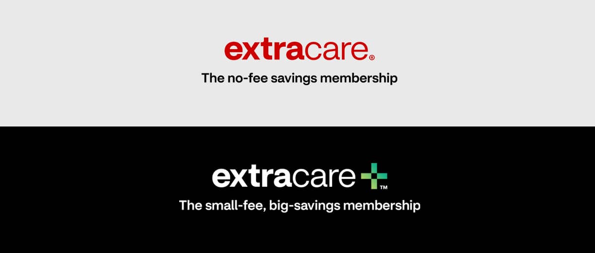 ExtraCare Plus™ logo; the small-fee, big-savings membership.