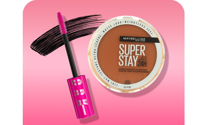 Maybelline mascara and Super Stay powder foundation