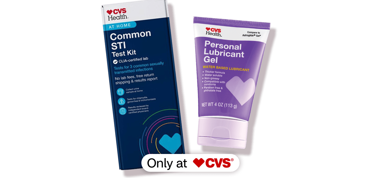 CVS Health Common STI test kit and Personal Lubricant Gel, only at CVS.