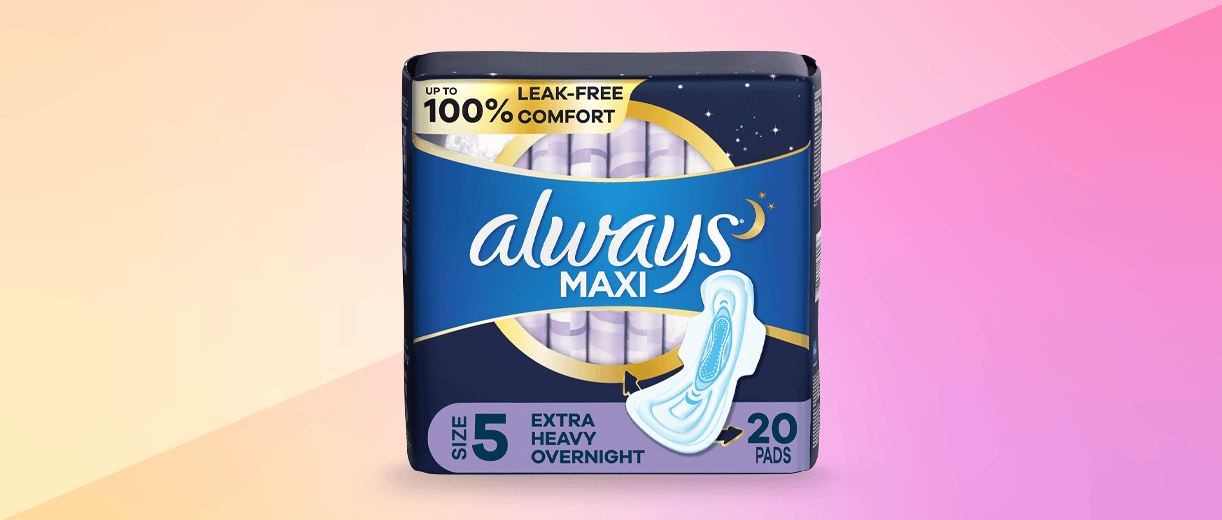 A package of Always Maxi feminine hygiene pads