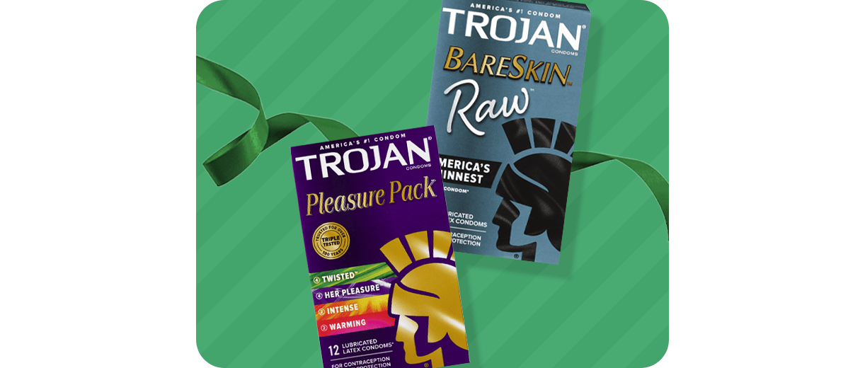 Boxes of Trojan condoms