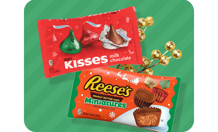 Bags of Hershey's Kisses and Reese's Miniatures