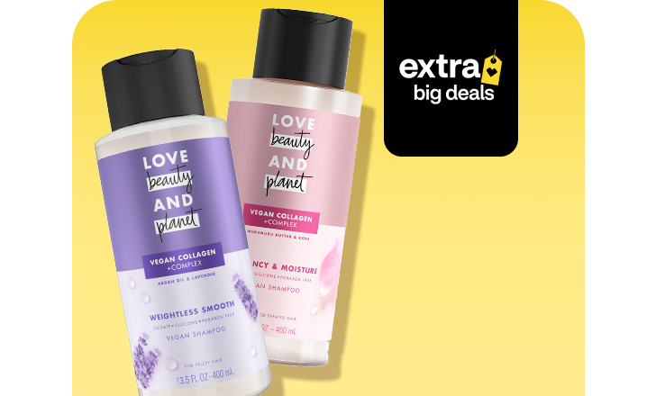 Love Beauty and Planet vegan shampoo, extra big deals.