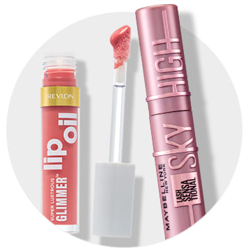 Revlon Glimmer Lip Oil & Maybelline Sky High Mascara