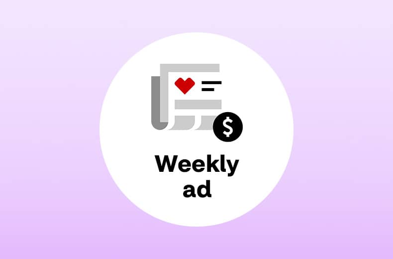 Weekly ad, pictogram of a circular with a dollar sign