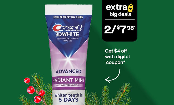 Two for $7, get $4 off with digital coupon, Crest 3D White toothpaste