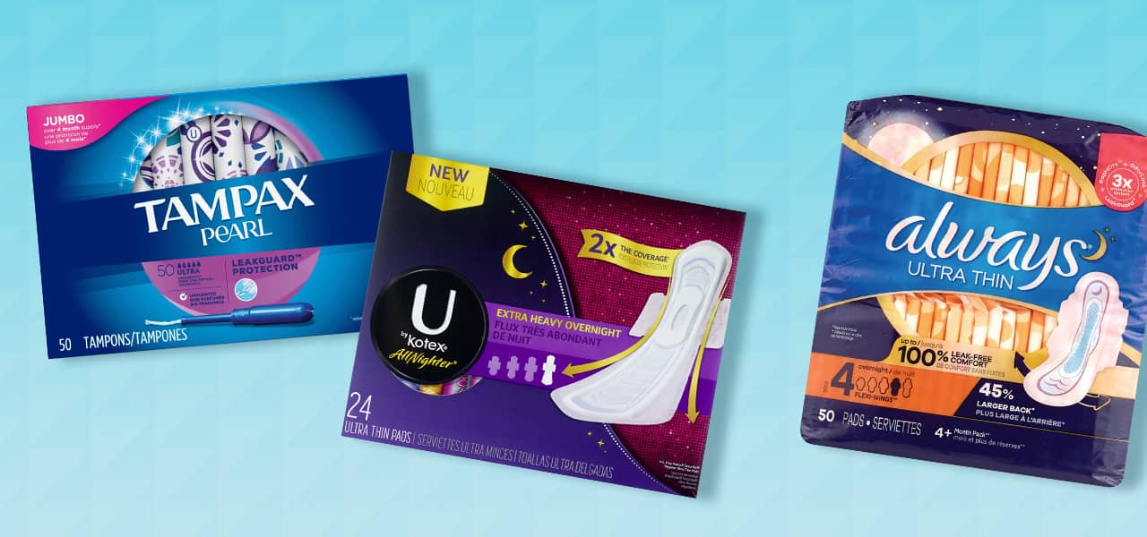 Tampax Pearl, U by Kotex and Always feminine care products