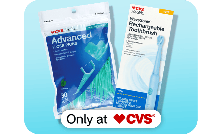 Packages of CVS Health brand oral care items