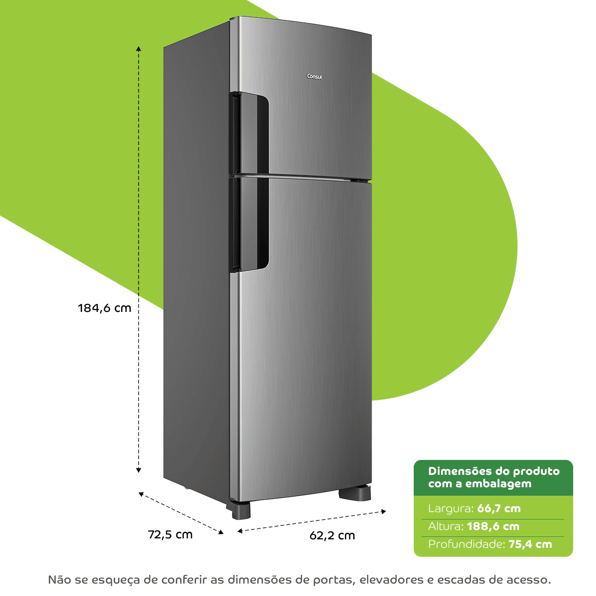Geladeira Frost Free Duplex Consul 377 Litros Inox - CRM44MK