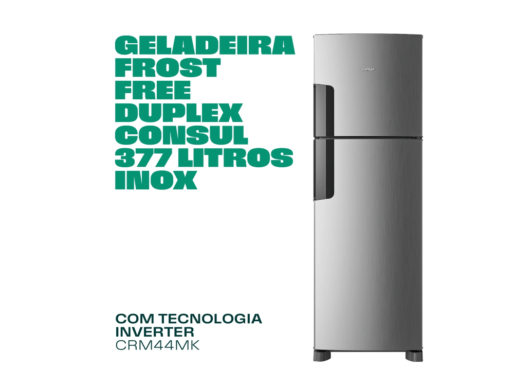 Geladeira Frost Free Duplex Consul 377 Litros Inox - CRM44MK