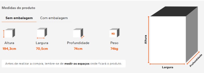 medidas da geladeira