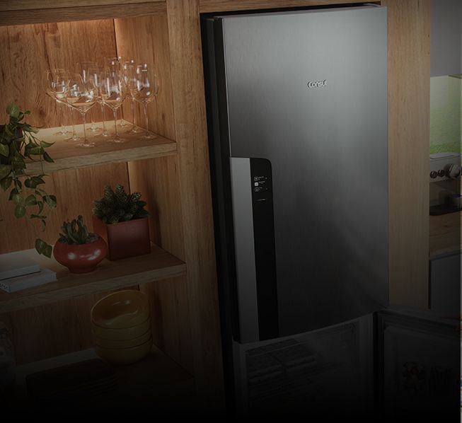 Cozinha com geladeira evox