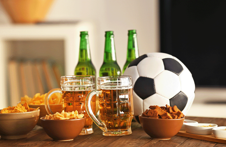 cerveja para dia de partida de futebol em casa