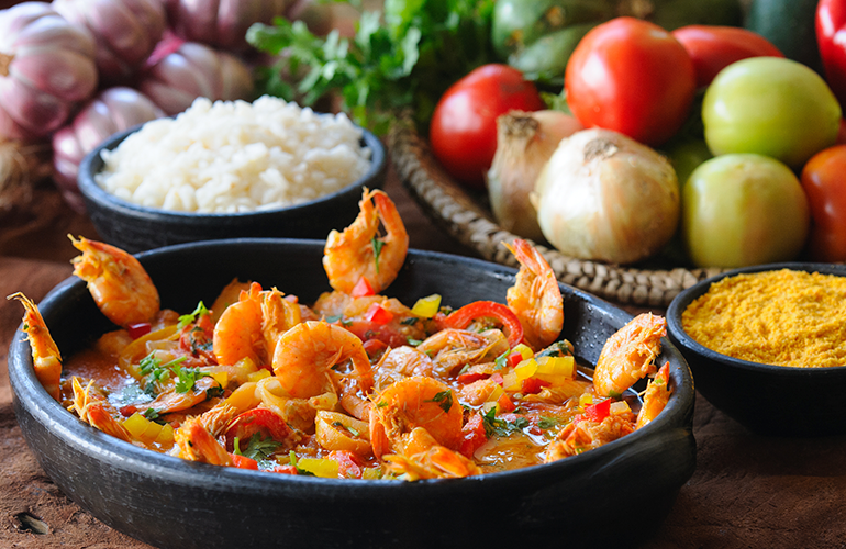 Moqueca com camarão