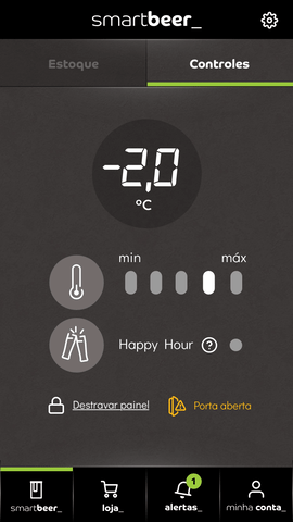 Vemos a tela do aplicativo para celular Smartbeer_ mostrando as telas de seleção da função happy hour