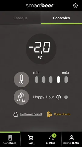 Vemos a tela do aplicativo para celular Smartbeer_ mostrando as telas de seleção da função happy hour