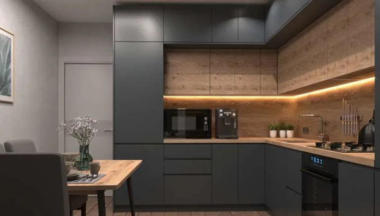Modern,Grey,And,Wood,Kitchen,Design,In,Minimalist,Style