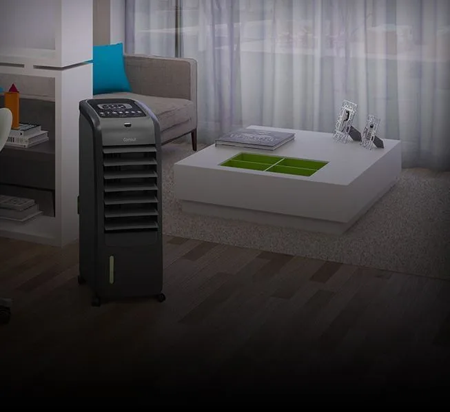 Ar-condicionado portátil na sala de estar