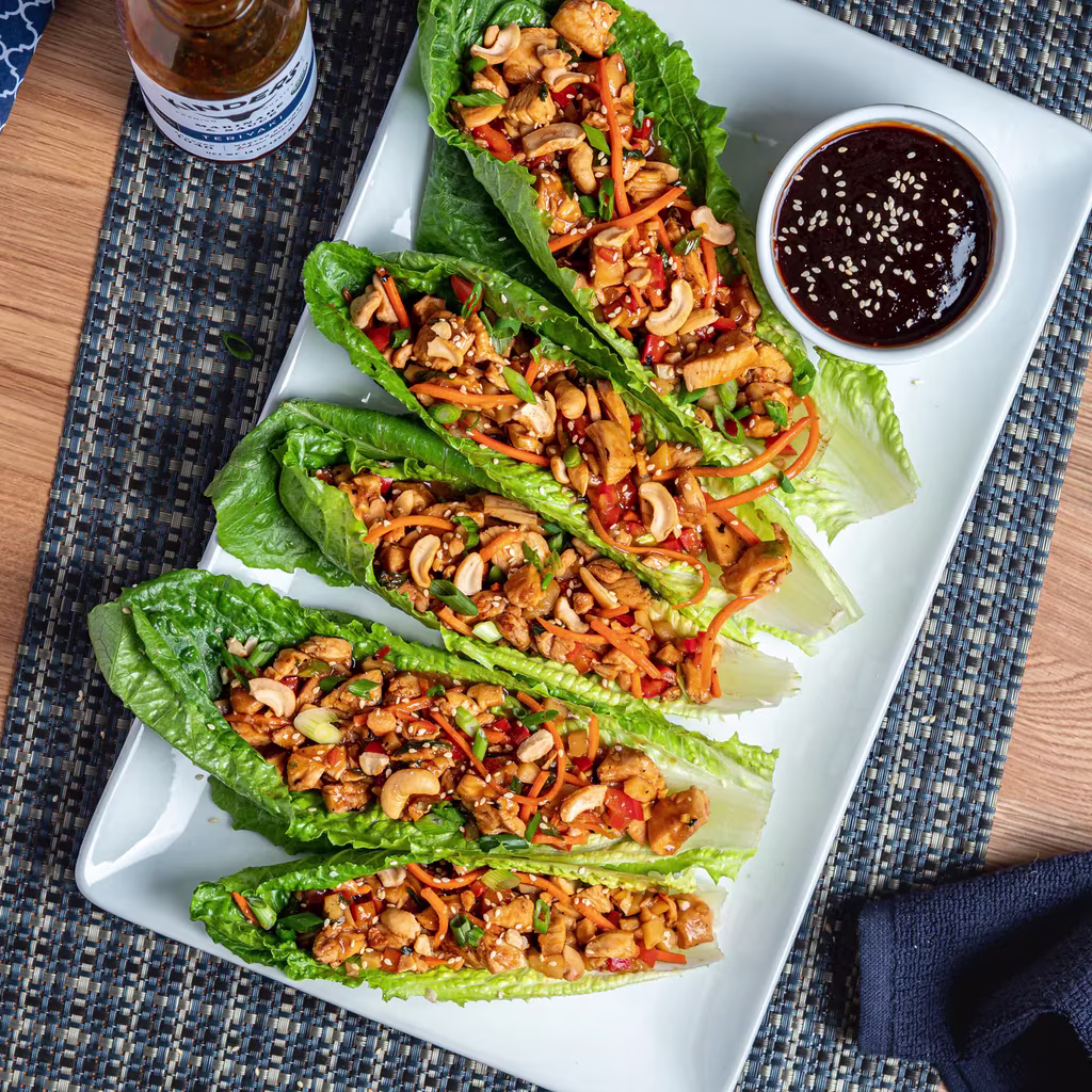 teriyaki chicken lettuce wrap butter lettuce healthy quick dinner easy fresh