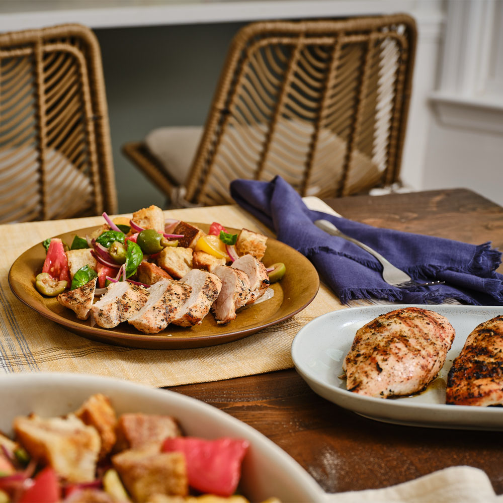 Grilled chicken on the table for serving