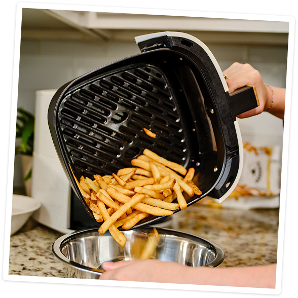 Crispy fries cooked in the air fryer