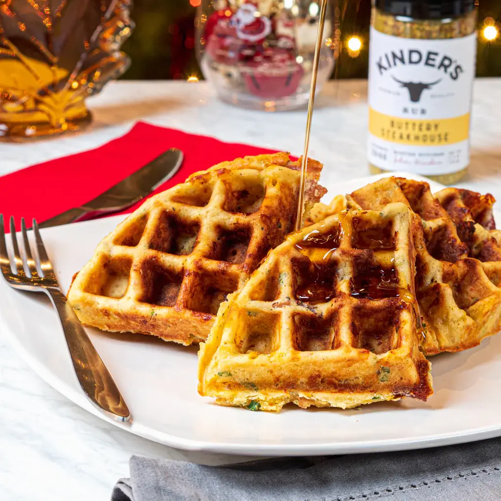 Savory waffles on a plate