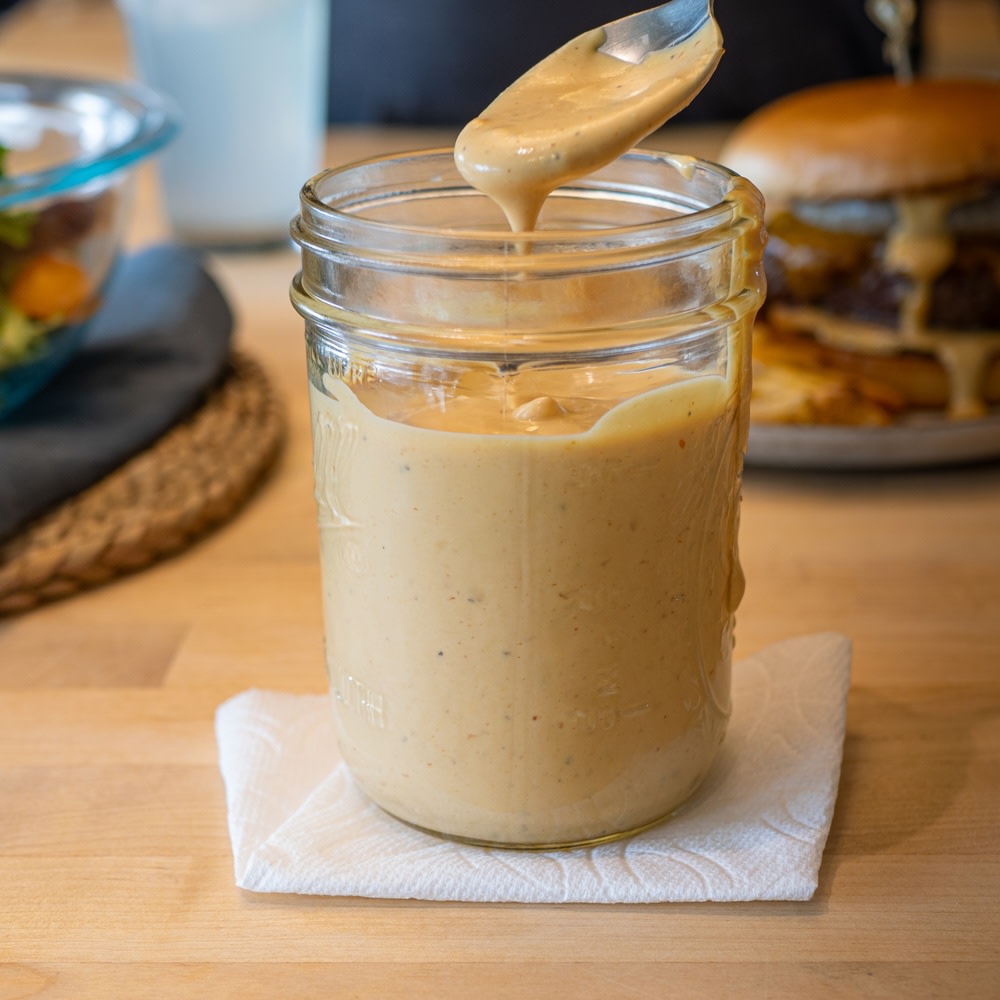 Easy burger sauce in a mason jar