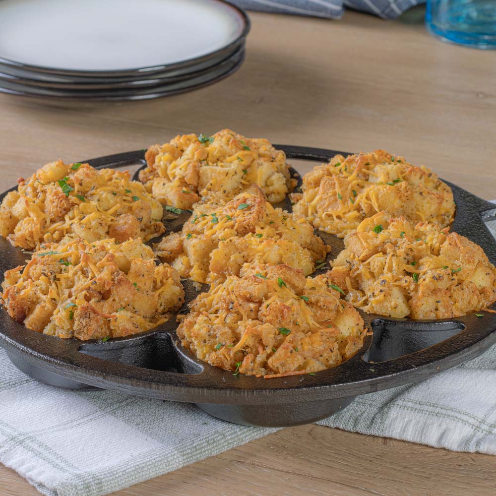 Stuffing muffins in a muffin pan