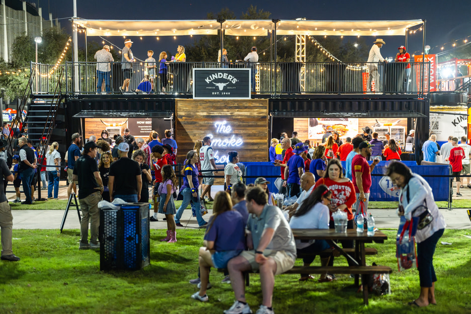 Kinder's Smoke Show event trailer at night