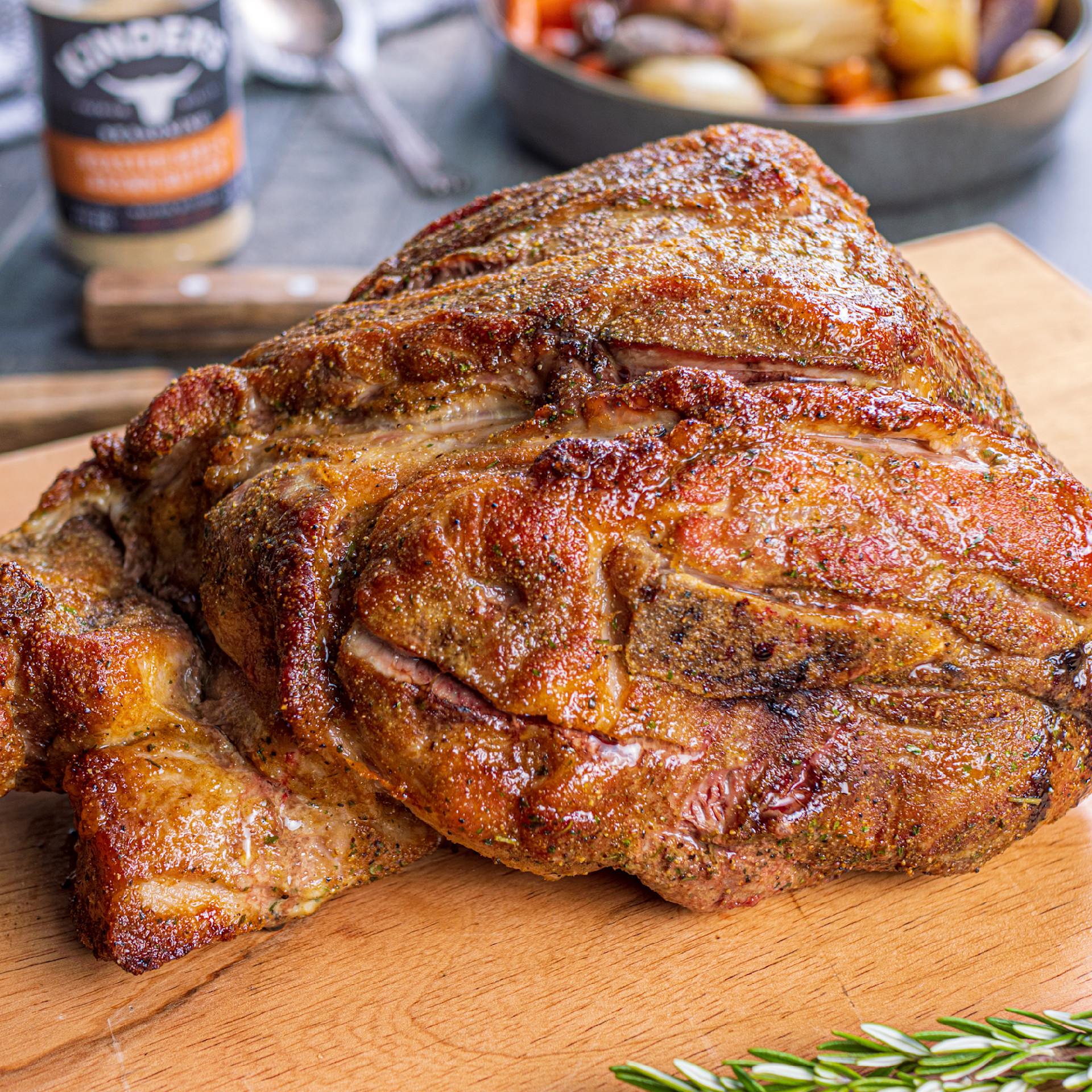 Pork roast on a cutting board