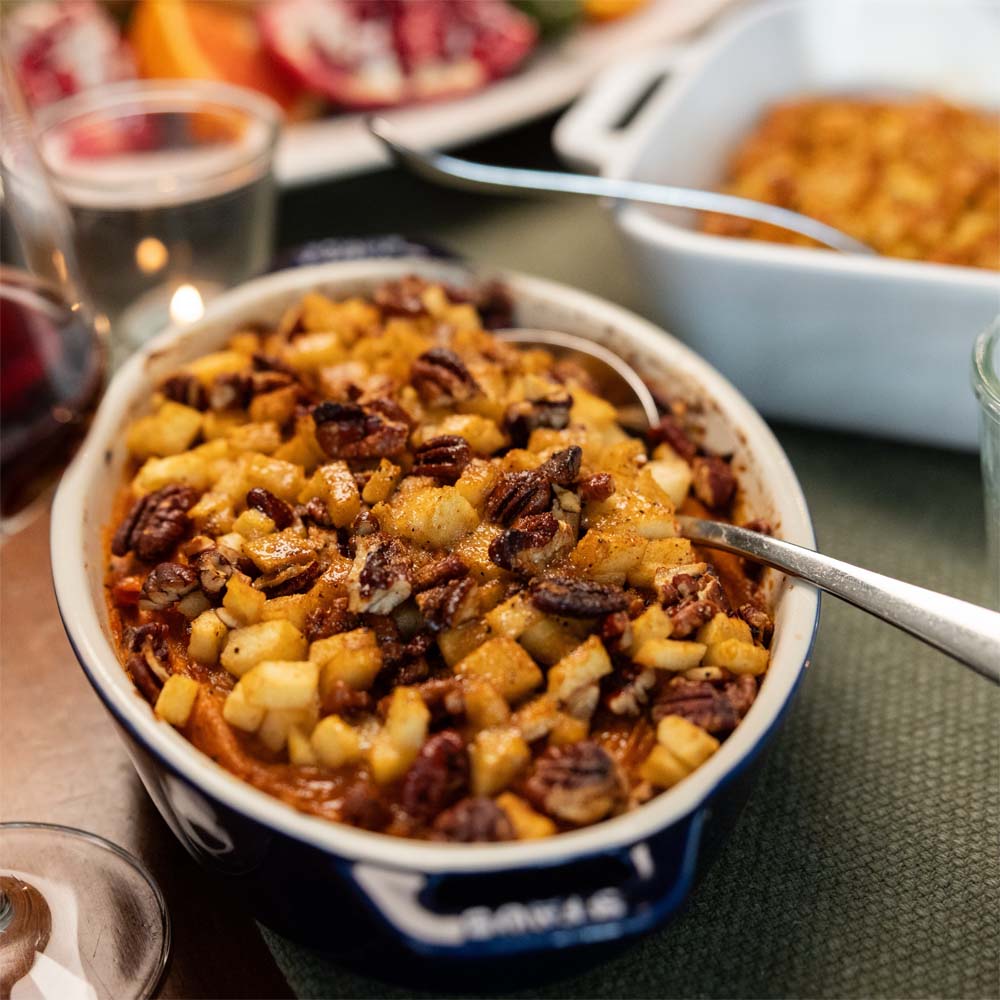 sweet potato casserole with apples and pecans