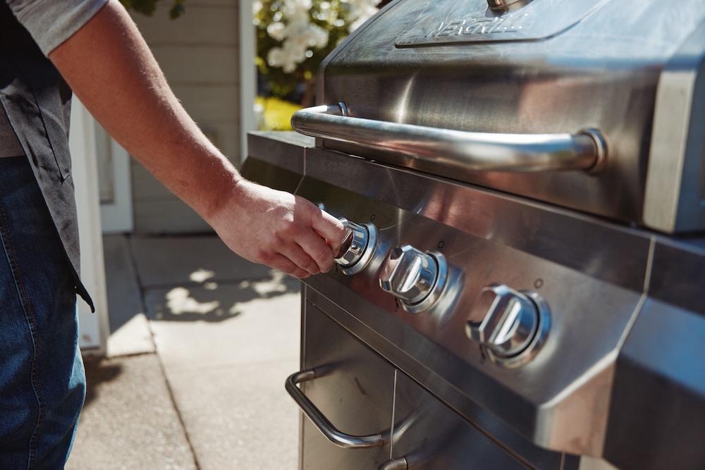 Two zone cooking setup on a gas grill for BBQ ribs on the grill