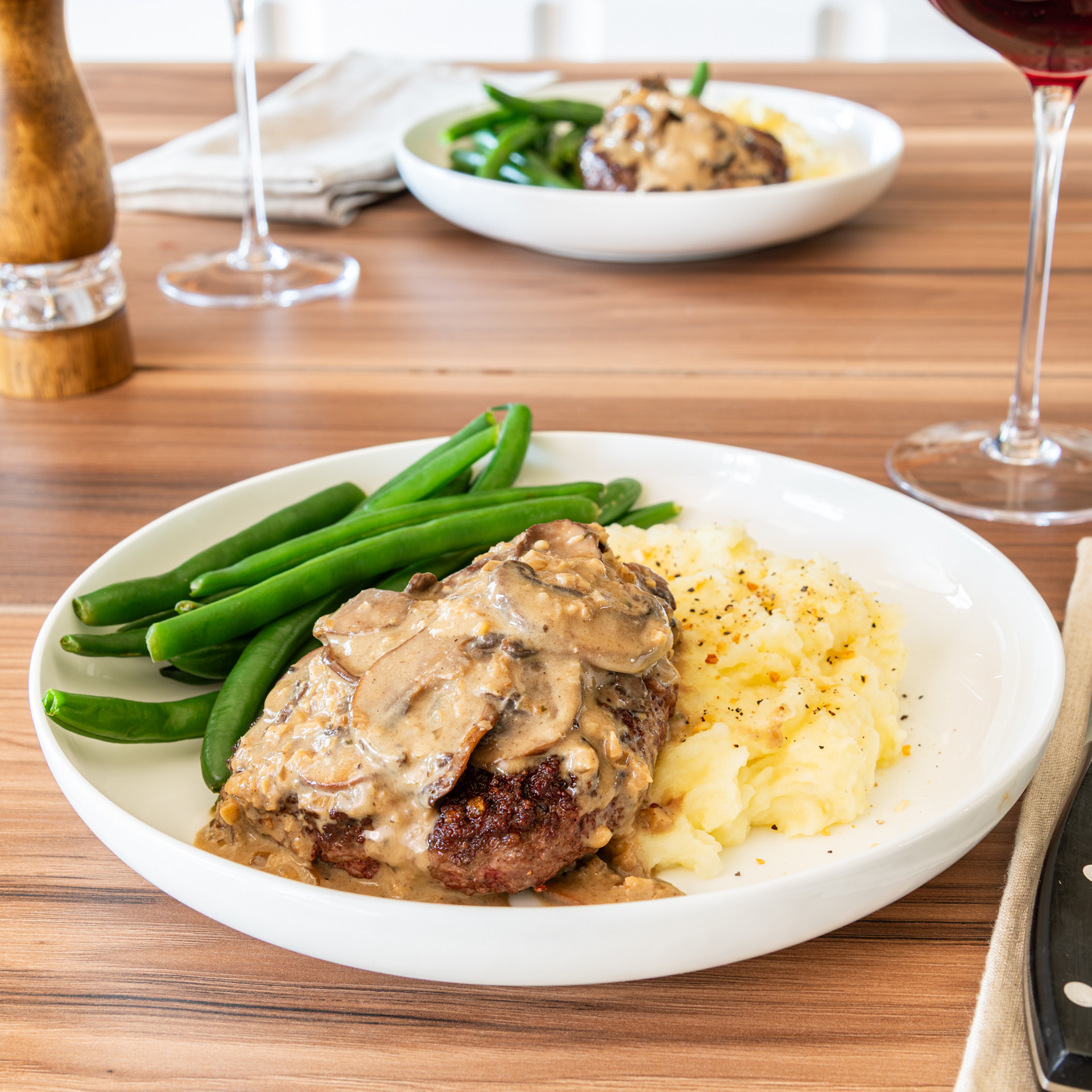 Hamburger Steaks with Mushroom Cream Sauce