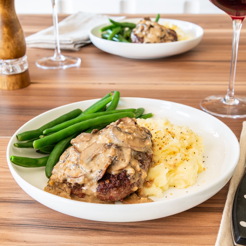 Hamburger Steaks with Mushroom Cream Sauce