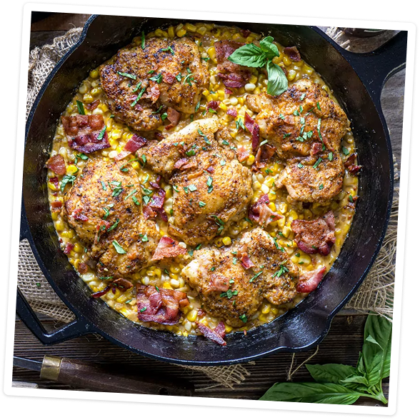 Corn in a chicken skillet meal