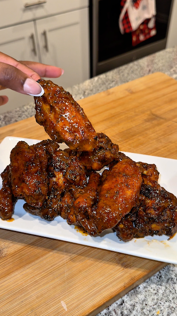 Bourbon Peach BBQ Chicken Wings Still