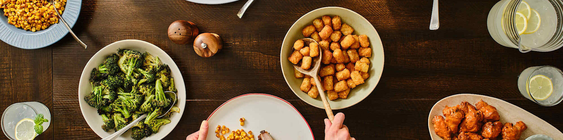 Table spread with frozen food