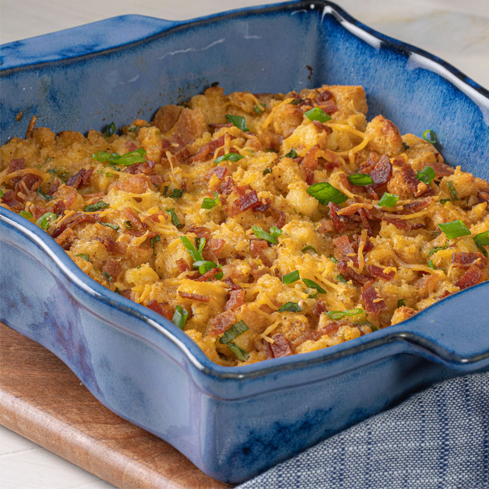 Cheesy Bacon Skillet Stuffing